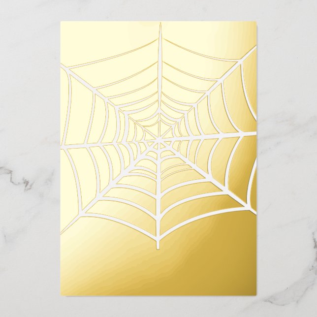 Invitación Con Relieve Metalizado Telaraña de Halloween  (Anverso)