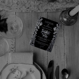 Invitación Con Relieve Metalizado Tema gótico Fiesta de la Bachelorette Negra