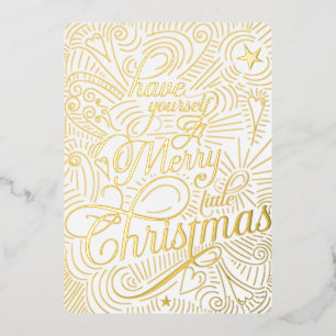 Invitación Con Relieve Metalizado Tenga una Feliz Navidad ilustrada
