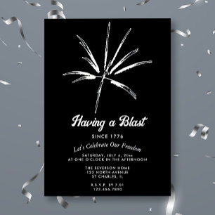 Invitación Con Relieve Metalizado Teniendo un Éxito Fuegos Artificiales de Plata Fie
