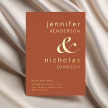 Terracota Bodas Ampersand Save The Date Dorado