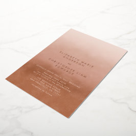 Invitación Con Relieve Metalizado Terracota Ombre Minimalista Boho Rosa Dorada Boda