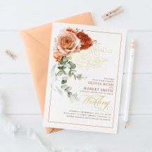 Terracotta Burnt Orange Eucalyptus Floral Wedding 