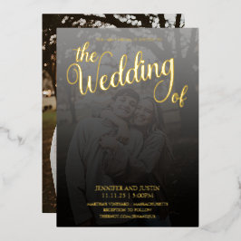 Invitación Con Relieve Metalizado Terrario moderno foto desvanecida boda dorado