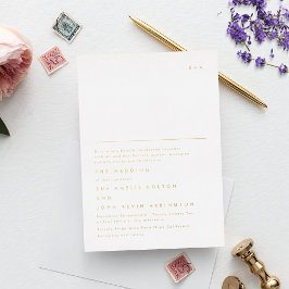 Invitación Con Relieve Metalizado Texto Dorado con Monograma Simple y Elegante