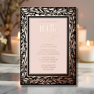Invitación Con Relieve Metalizado Textura de fiesta de cumpleaños número 100 elegant
