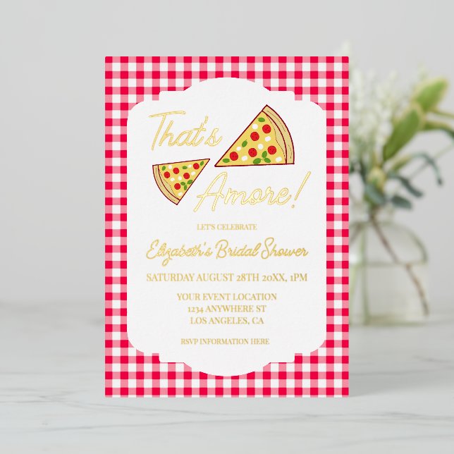 Invitación Con Relieve Metalizado That's Amore Bridal Shower (Anverso de pie)