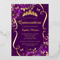 Tiara de Mariposa Floral Rosa Púrpura Quinceañera