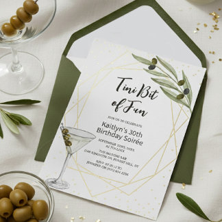 Invitación Con Relieve Metalizado Tini Bit Of Fun Martini Soirée