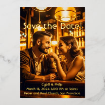 Tipo de oro Guardar la invitación al Relieve metal