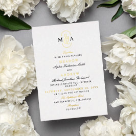 Invitación Con Relieve Metalizado Tipografía de boda con monograma de Ampersand de o