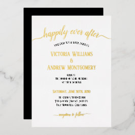 Invitación Con Relieve Metalizado Tipografía de guión moderno Boda de oro negro