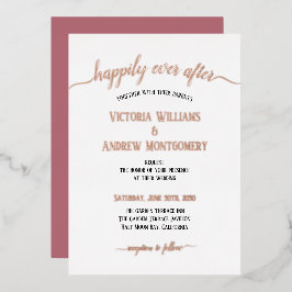 Invitación Con Relieve Metalizado Tipografía de guión moderno Boda de oro rosa
