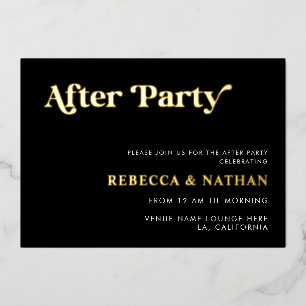 Invitación Con Relieve Metalizado Tipografía de guión retro Fiesta de bodas después 