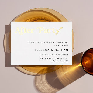 Invitación Con Relieve Metalizado Tipografía de guión retro Fiesta de bodas después 