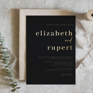 Invitación Con Relieve Metalizado Tipografía de letra serif negra minimalista para b