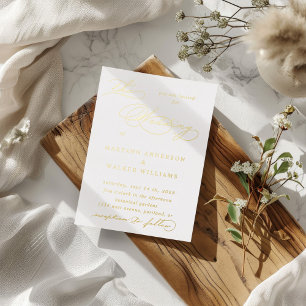 Invitación Con Relieve Metalizado Tipografía de Lujo Boda