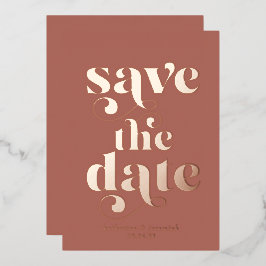 Invitación Con Relieve Metalizado Tipografía de papel de oro rosa moderno para guard