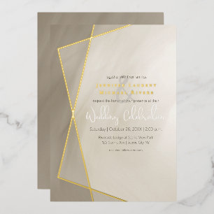 Invitación Con Relieve Metalizado tipografía del marco dorado gris antiguo boda oro