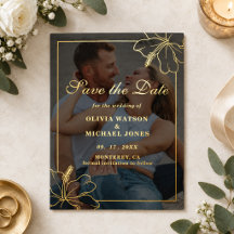 Tipografía Dorada Pareja Foto Boda Save the Date