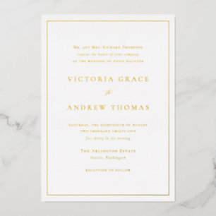 Invitación Con Relieve Metalizado Tipografía Formal de Boda con Estampado en Hoja de