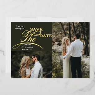 Invitación Con Relieve Metalizado Tipografía Jugadora 2 Foto Guardar La Fecha