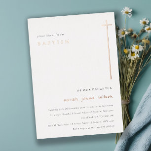 Invitación Con Relieve Metalizado Tipografía Minimal Elegante Sencilla de Clase Baut