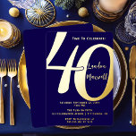 Invitación Con Relieve Metalizado Tipografía minimalista 40 40º Fiesta de cumpleaños<br><div class="desc">Sencilla,  minimalista y elegante,  esta tipografía "40" de 40º cumpleaños es segura que satisfará a los más exigentes. Para el fiesta del año,  no hay mejor manera de decir "¡Celebremos!"</div>