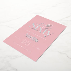 Invitación Con Relieve Metalizado Tipografía minimalista moderna cumpleaños 60 simpl