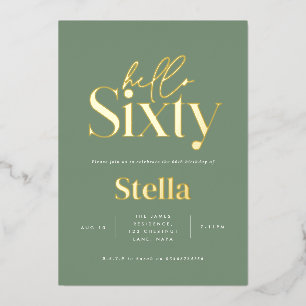 Invitación Con Relieve Metalizado Tipografía minimalista moderna cumpleaños 60 simpl