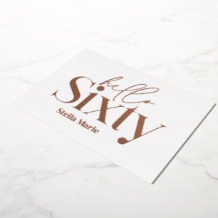Invitación Con Relieve Metalizado Tipografía minimalista moderna simple 60 cumpleaño