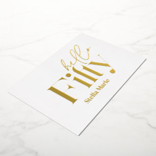 Invitación Con Relieve Metalizado Tipografía minimalista moderna simple cumpleaños 5