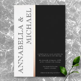 Invitación Con Relieve Metalizado Tipografía moderna Boda blanco negro