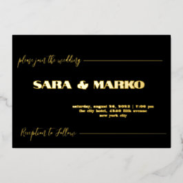 Invitación Con Relieve Metalizado Tipografía moderna | BODA MINIMALISTA