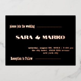 Invitación Con Relieve Metalizado Tipografía moderna | BODA MINIMALISTA