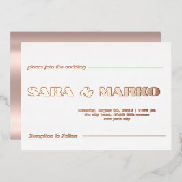 Invitación Con Relieve Metalizado Tipografía moderna | BODA MINIMALISTA