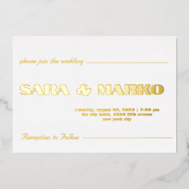Invitación Con Relieve Metalizado Tipografía moderna | BODA MINIMALISTA