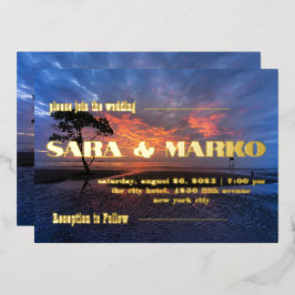 Invitación Con Relieve Metalizado Tipografía moderna | BODA MINIMALISTA