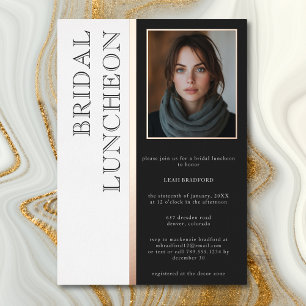 Invitación Con Relieve Metalizado Tipografía moderna foto en blanco y negro Almuerzo