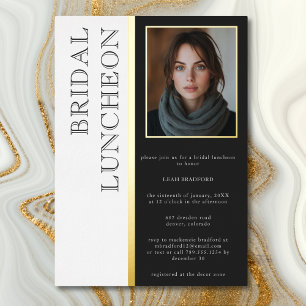 Invitación Con Relieve Metalizado Tipografía moderna foto en blanco y negro Almuerzo