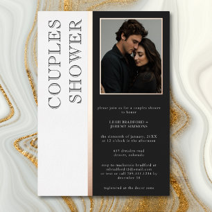 Invitación Con Relieve Metalizado Típografia moderna Foto en blanco y negro Ducha de