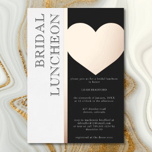 Invitación Con Relieve Metalizado Tipografía Moderna Negra y Blanca para Almuerzo Nu