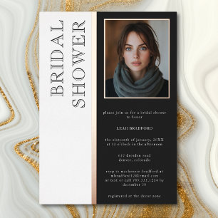 Invitación Con Relieve Metalizado Tiroteo de tipografía moderna en blanco y negro pa