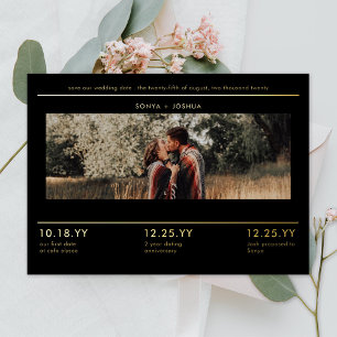 Invitación Con Relieve Metalizado Título de Bloque Minimalista Moderno Foto Guardar