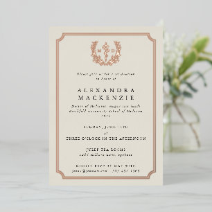 Invitación Con Relieve Metalizado Título de Médico Asclepio+ Corona de Laurel Gradua