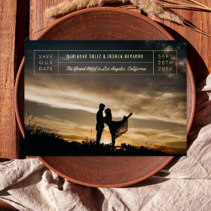 Invitación Con Relieve Metalizado Título mínimo Foto Guardar la fecha