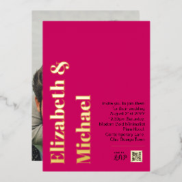 Invitación Con Relieve Metalizado Todo en 1 RELIEVE METALIZADO DORADO REAL Foto rosa