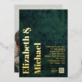 Invitación Con Relieve Metalizado Todo en 1 RELIEVE METALIZADO DORADO REAL Foto verd