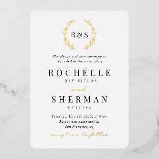 Invitación Con Relieve Metalizado Todo en una hoja monograma de oro papel de estaño
