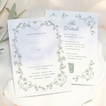 Todo en uno Boda de Chinoiserie Vintage Verde Salv